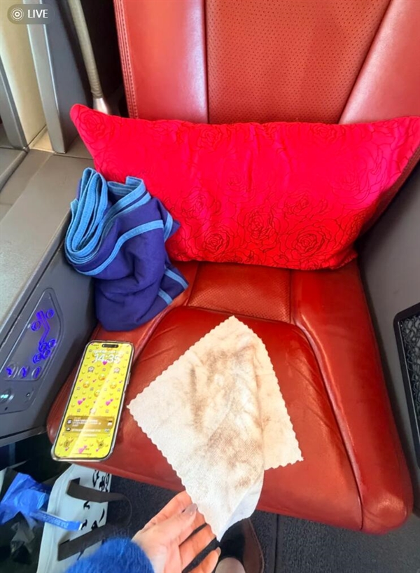 高铁商务座一擦全是黑印 12306回应：会定期清洁